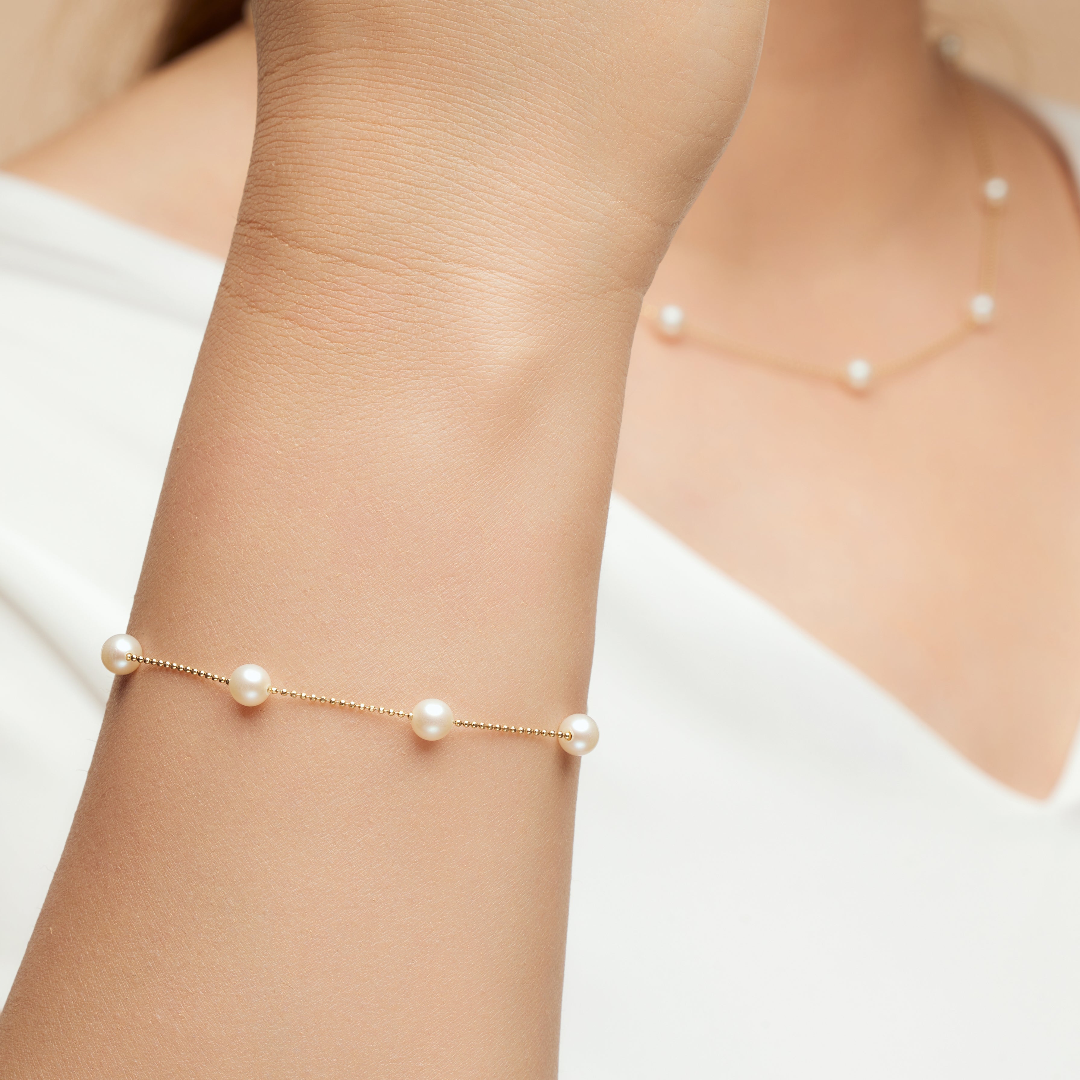 Armband aus gelbgold 14K mit der perle der kultur