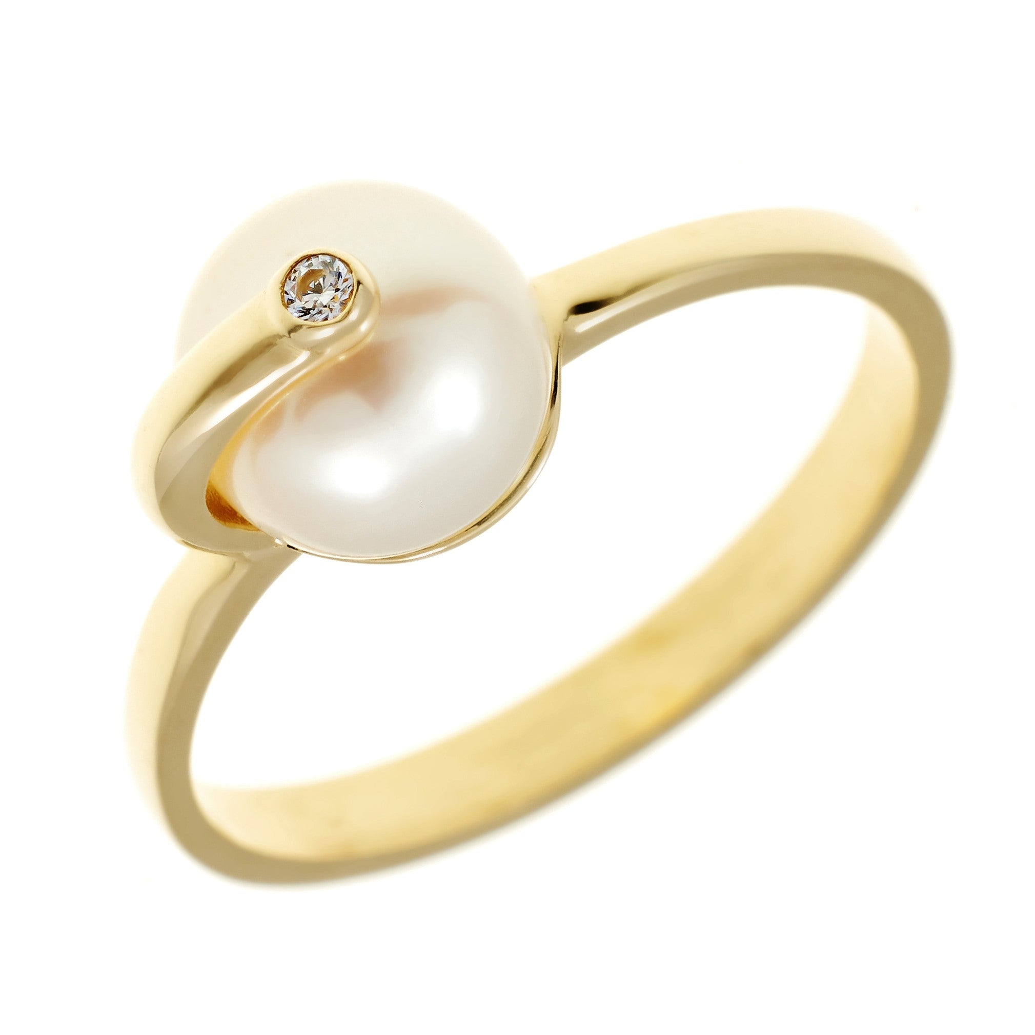 Ring aus gelbgold 14K mit der perle der kultur IAU156