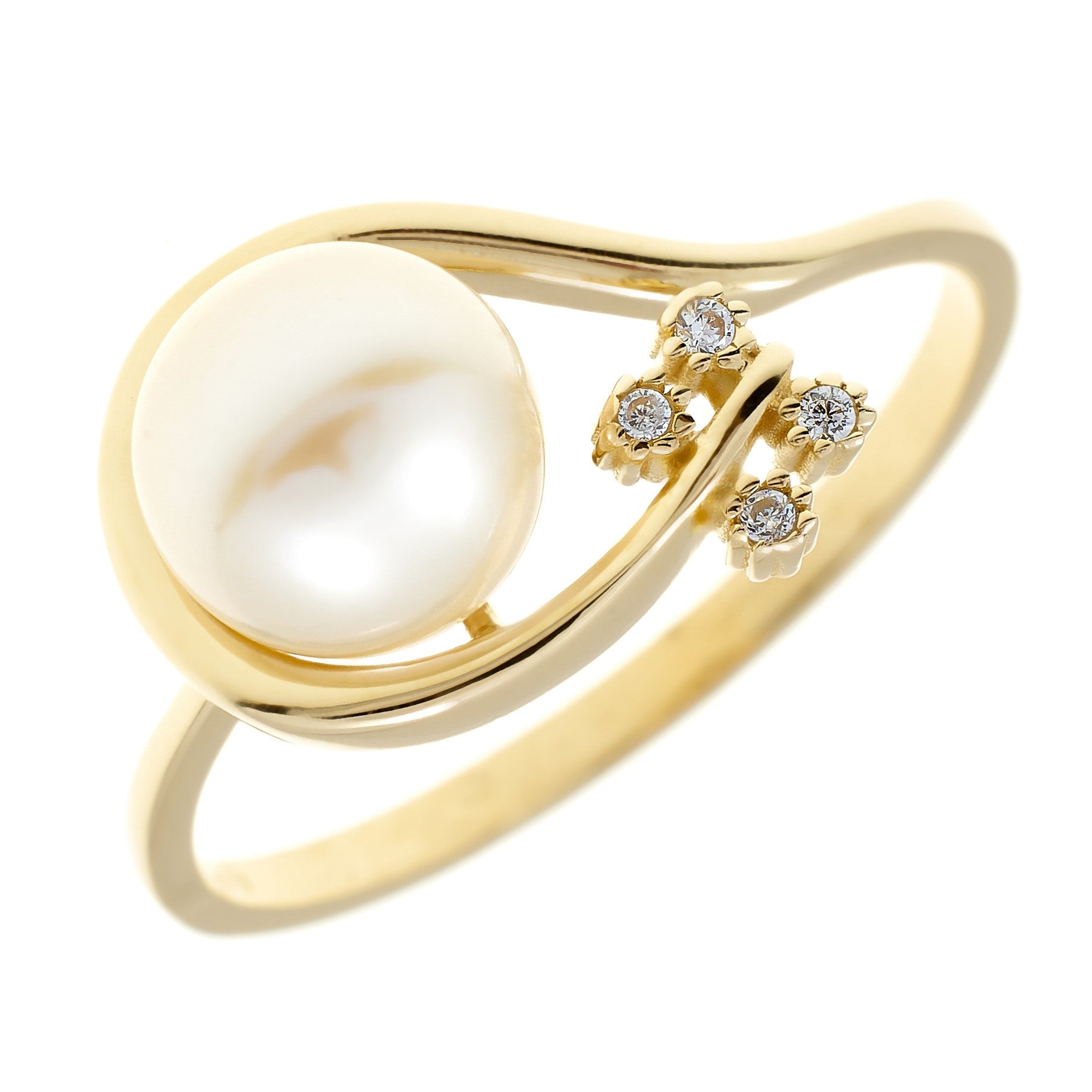 Ring aus gelbgold 14K mit der perle der kultur IAU160