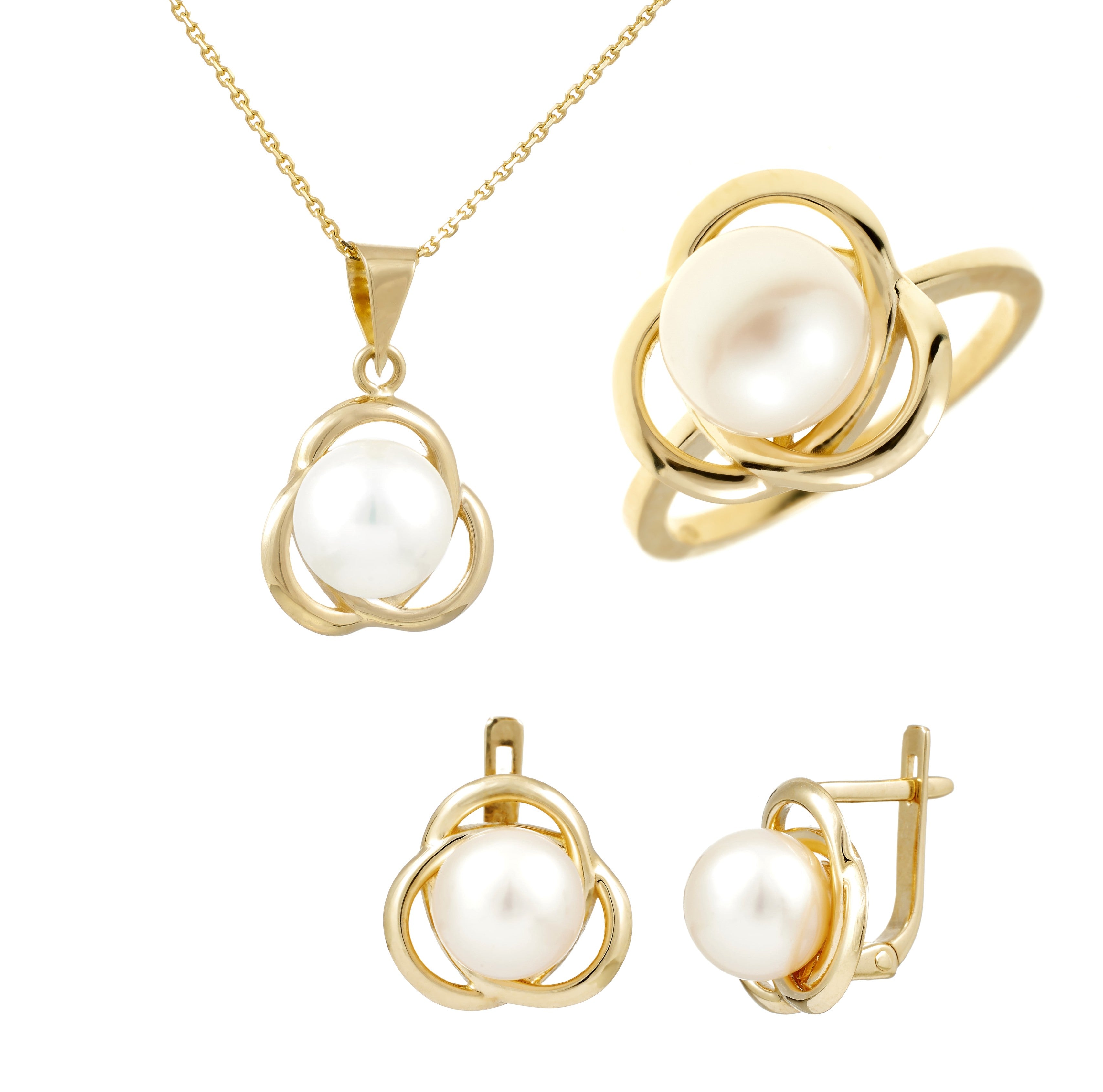 Set aus gelbgold 14K mit kulturperle SET073